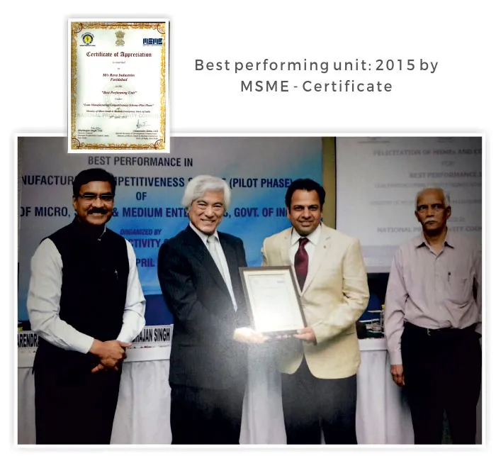 Best Performing Unit award from the Ministry of MSME